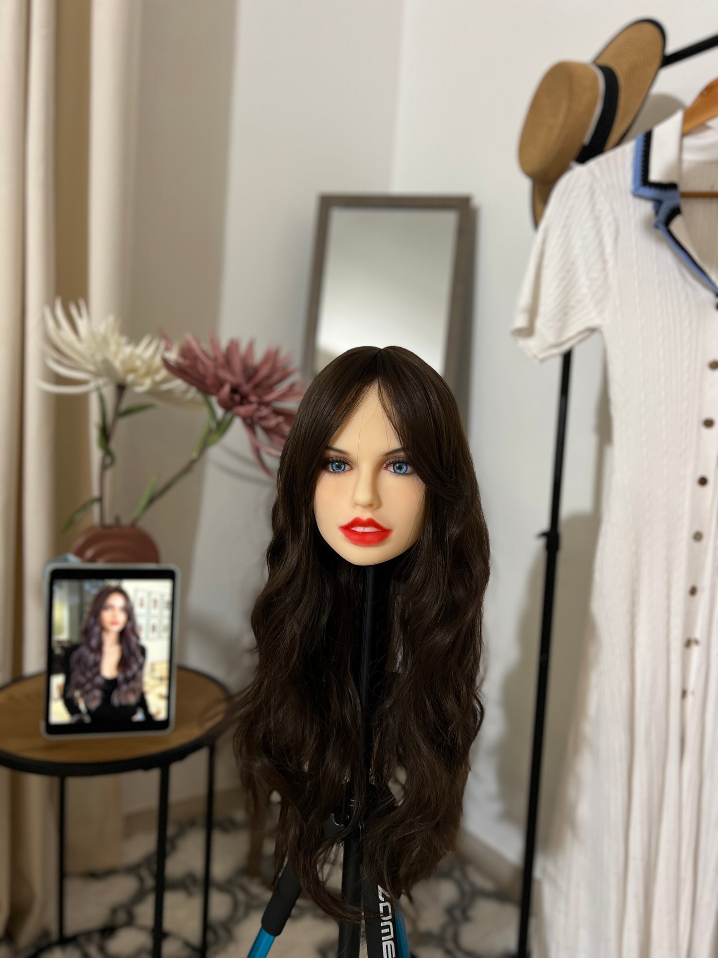 Long Wavy Brown Wig With Bangs