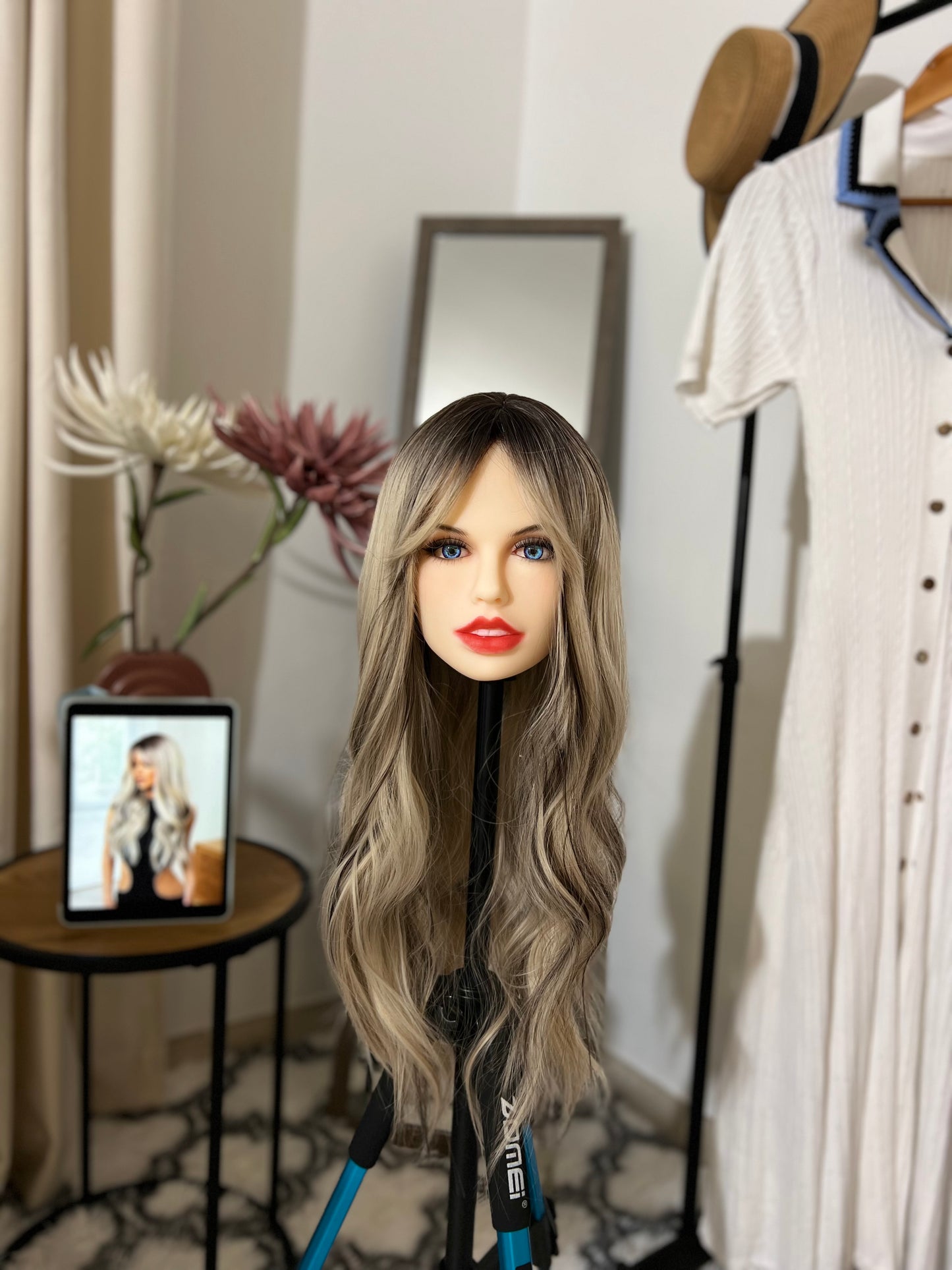 Big Wavy Ombre Gray Gradient Synthetic Wig