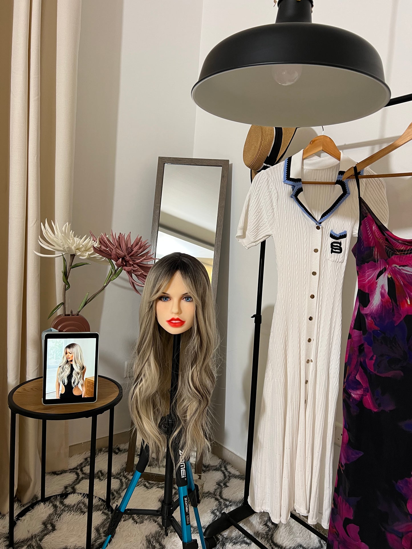 Big Wavy Ombre Gray Gradient Synthetic Wig