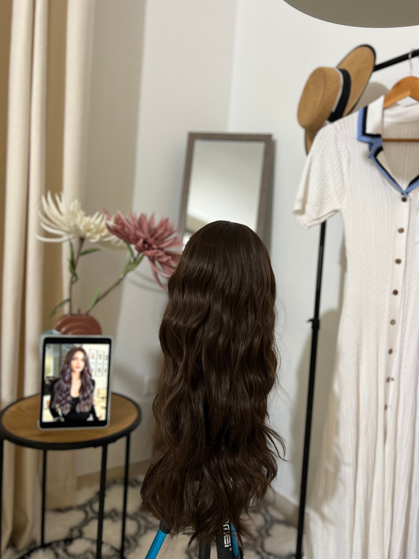 Long Wavy Brown Wig With Bangs