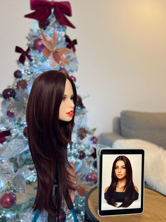 Wine Red Long Straight Hair Wig