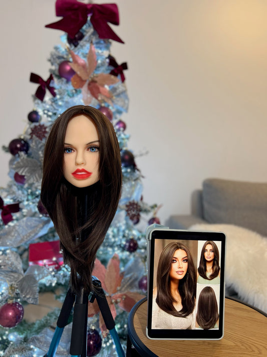 Natural Brown Long Straight Hair Layered Wig