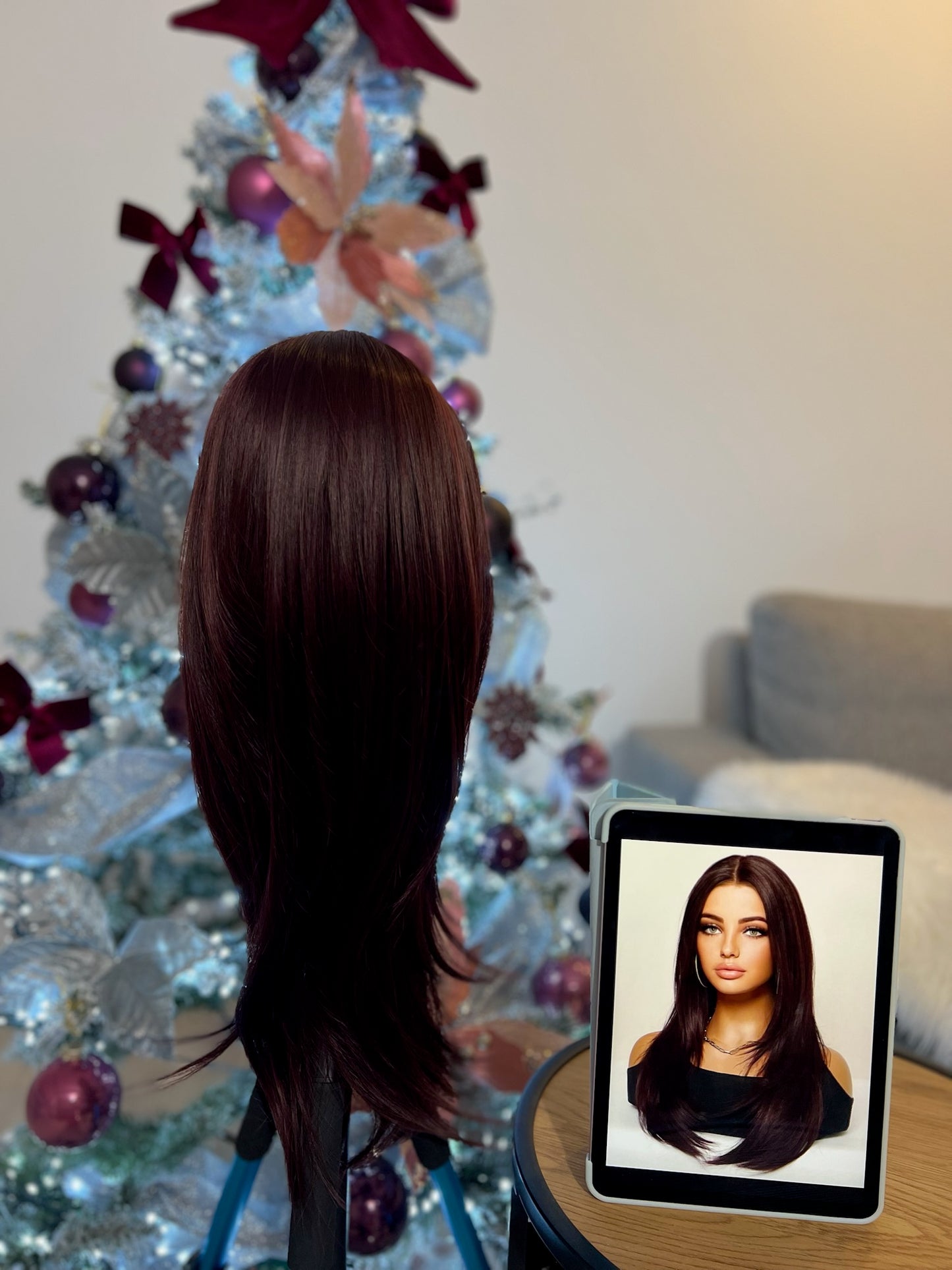 Wine Red Long Straight Hair Wig